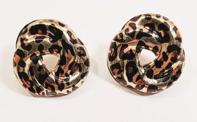 *** NEW ARRIVAL *** Knotted "SPOTTED TIGER" JEWELRY SET with NECKLACE (18" L + Black Spots, Gold Tone Chain / Lobster...