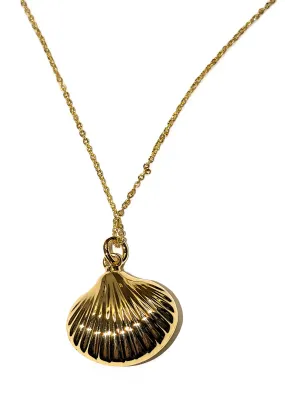 Gold Colored "SHELLS" JEWELRY SET with NECKLACE (16" L+ Shell Pendant + Lobster Clasp) and MATCHING EARRINGS with Wire...