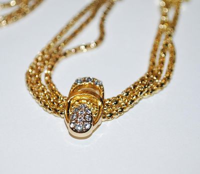 Beautiful Gold Colored Bejeweled 6-Strand DANGLES NECKLACE (22" L + Lobster Clasp) JEWELRY SET with Matching BRACELET (2-3"...
