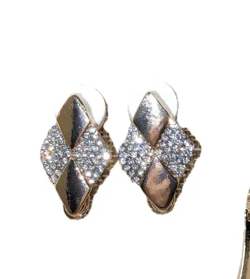 Beautiful Gold Colored Segmented & Bejeweled PRISMS JEWELRY SET with NECKLACE (22" L + Lobster Clasp) + MATCHING Jeweled...