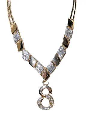Beautiful Gold Colored Segmented & Bejeweled PRISMS JEWELRY SET with NECKLACE (22" L + Lobster Clasp) + MATCHING Jeweled...