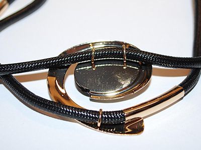 Gold & Black Color Choker NECKLACE (13" L + Lobster Clasp) Contemporary Style JEWELRY SET with Matching BRACELET (2-3"...