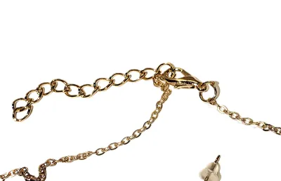 Double BEJEWELED "PEAR LOOPS" FAUX PEARL JEWELRY SET with NECKLACE (18" L, Loops + Gold Tone Chain/Lobster Clasp) and...