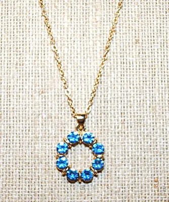 Iridescent BLUE Delicate 8-Stone CIRCLE JEWELRY SET with NECKLACE (18"-19" L, Pendant + GOLD Tone Chain/Lobster Clasp) and...