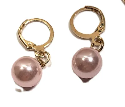 Delicate Single Faux PINK PEARL JEWELRY SET with NECKLACE (16"-17" L, Pearl Pendant + GOLD Tone Tiny Links Chain/Lobster Clasp)...