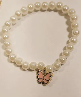 Delicate Enameled PINK BUTTERFLY JEWELRY SET with NECKLACE (16" L + Small Butterfly PENDANT + Gold Tone Chain/Lobster Clasp) &...