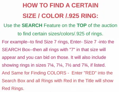 HOW TO FIND CERTAIN SIZE OR COLOR RINGS: