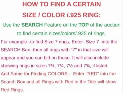 HOW TO FIND CERTAIN SIZE OR COLOR RINGS