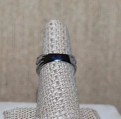 Size 7 Jeweled Vertical and Horizontal Lines Half Infinity RING with Clear on a Silver Tone Setting & Band (4.8g)