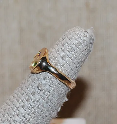 Size 5¾ Purple & Green Stones RING on a Gold Tone "Molten Lava" Setting and OPEN BAND (3.2g)
