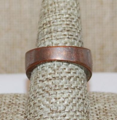 Size 9 Two-Tone Rose Gold & Silver Tone RING with Half Infinity Clear Stones Rows and Light "Copper" Band (10.0g)