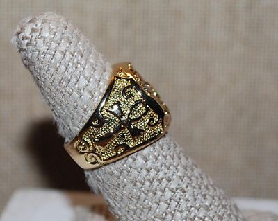 Size 7½ Gold Colored Mythological "PHOENIX BIRD" Style Designed RING with Celtic Style Cross as Side Accents and Gold Tone...