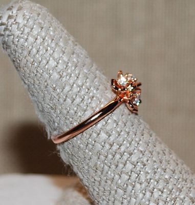Size 8 Marked .925 - ROSE GOLD Setting RING with 5 Clear Stones in a Cluster Branch on a Rose Gold Band (2.8g)