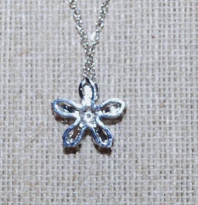 Diamond Style Starburst PENDANT (¾" Diam.) on a Silver Tone Necklace Chain 17" L