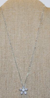 Diamond Style Starburst PENDANT (¾" Diam.) on a Silver Tone Necklace Chain 17" L