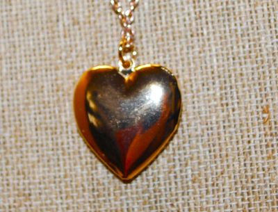 Pink Glitter Heart LOCKET PENDANT (1" x 1") on a Rose Gold necklace Chain 18" L