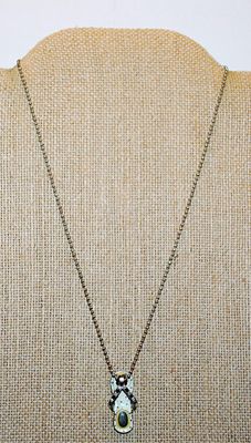 Vintage Style Bejeweled SANDAL PENDANT (1") on a Silver Tone Necklace Chain 15" L