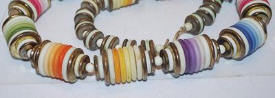 VINTAGE Unique & Colorful "Candy Wafers" Necklace (30" Long x Wafers ¾" Circ.) with Hook & Eye Clasp