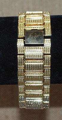 ***NEW SALE PRICE*** Beautiful Gold Tone JEWEL STUDDED BRACELET (2¼" Opening) with Half Infinity Clear Stone Segments &...