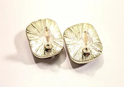 **NEW ARRIVAL** *Red Enamel Series* Enameled OVAL EARRINGS with Deep Burgundy Colored Oval on a Gold Tone Setting and Stud Post Clasp