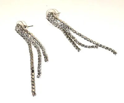 Triple Dangles Bejeweled EARRINGS (2¼" L) with Stud Post Clasp
