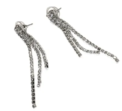 Triple Dangles Bejeweled EARRINGS (2¼" L) with Stud Post Clasp