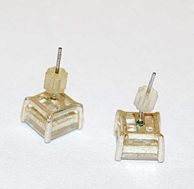 Nested Box Beveled "ICE CUBE" EARRINGS Set with Stud Post Clasp