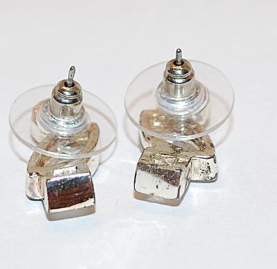 Unique Single Stones Circle, Square & Marquise CUTS EARRINGS Set with a Stud Post Clasp