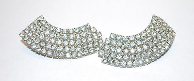 Showy Half Circle 5 Rows Bejeweled EARRINGS Set with a SPRING SNAP Clasp