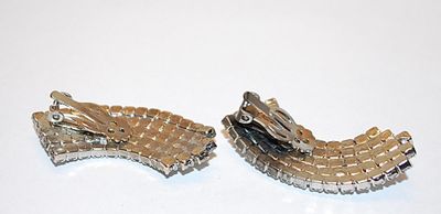 Showy Half Circle 5 Rows Bejeweled EARRINGS Set with a SPRING SNAP Clasp