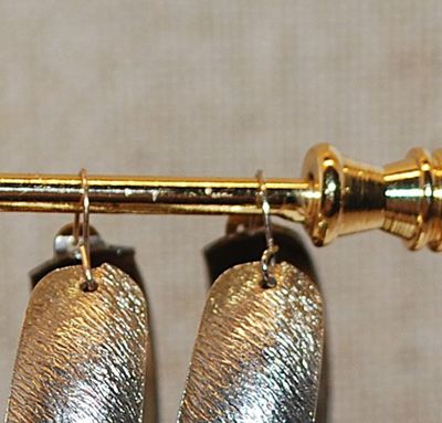 VINTAGE 1950's or 1960's Brushed Light Gold Color "Tin" Earrings (1¼" Circ.) with a Wire Hook Clasp