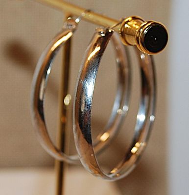 VINTAGE 1950-1960's Swag Brass Colored Earrings (1¼" Diam.) with a Stud Clasp
