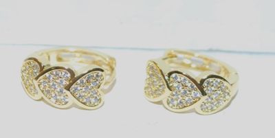 3 Glittery Hearts Earrings (¾" x ¼") with French Style Clasp