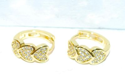 3 Glittery Hearts Earrings (¾" x ¼") with French Style Clasp
