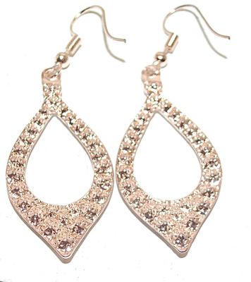 Vintage Pear Shape Dangle Earrings Set (1½") with Clear Stones Outline on a Wire Hook Clasp