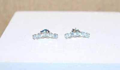 Set of 5 Clear Round Stones Earrings (¾") on a Slight Curve with a Stud Style Clasp