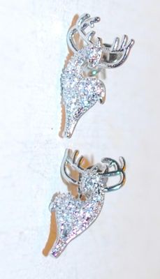 Standing Sparkly Clear Stones ELK Earrings Set (¾") with Stud Style Clasp