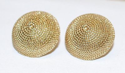 Gold Tone Rope-Style DOME EARRINGS with a Stud Post Clasp