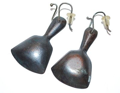 Vintage Brown Metal "SHOVEL" EARRINGS with Hook Clasp