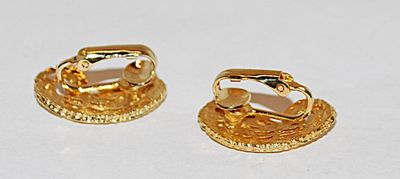 Gold Colored "Cornucopia" Style EARRINGS Set with SNAP Clasp