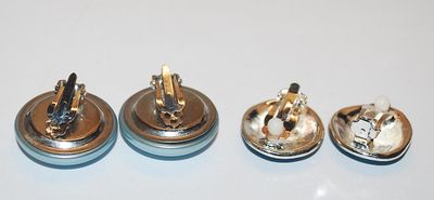 Collection of 2 Pairs EARRINGS - Blue Swirl & Shiny Blue Dot with Snap-On Clasps