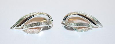 Silver Colored SWIRL Style EARRINGS (1½" x ½") with Both Smooth & Dimpled Swirls and Spring SNAP Clasps