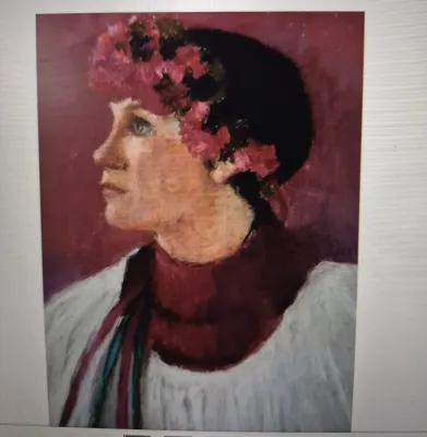 Sale Photo Thumbnail #281: Marcia B. Bouton ~ original pastel '72 [1919-2014]> Bouton pastels are gentle and surrealist in design. Original 1972, flat stored and"papered"> excellent condition, no major pastel loss, this is one of over 50 pastels from her original estate. > A studen