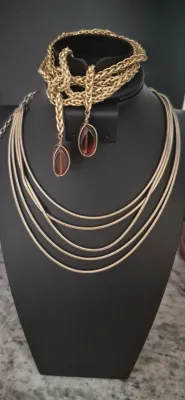 Sale Photo Thumbnail #298: Incl:  Bolo w/ agate  
multi strand choker
3 braided choker
ornate multi braid with bejewls