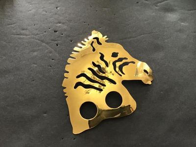 Large Brass Like Vintage Zebra Brooch 3.25x3.25
