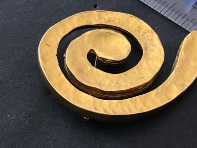 Hammered Antique Gold Tone Brooch