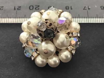 Crystal Rhinestone Faux Pearl Vintage Clip on Earrings