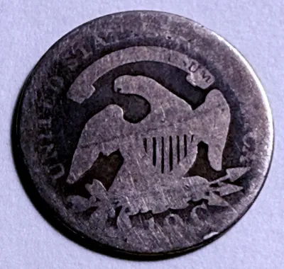 Sale Photo Thumbnail #6: 1820 LARGE-0 AG CONDITION CAPPED BUST SILVER TEN CENT TYPE COIN AS PICTURED. $5 DOMESTIC SHIPPING.