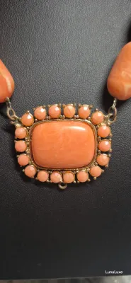 Sale Photo Thumbnail #144: Elements Orange beaded pendant necklace ~ chunky choker
size: 16",