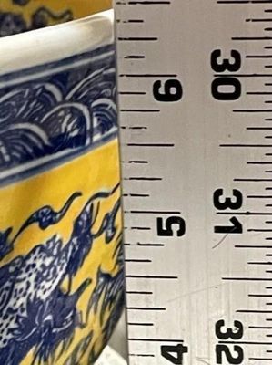 Sale Photo Thumbnail #302: Very Heavy Kangxi Mark Dragon Bowl 15.25" Diameter in VG Preowned Condition with NO Damages from an Estate as Pictured. Very Heavy Bowl. $20 DOMESTIC INHOUSE SHIPPING.